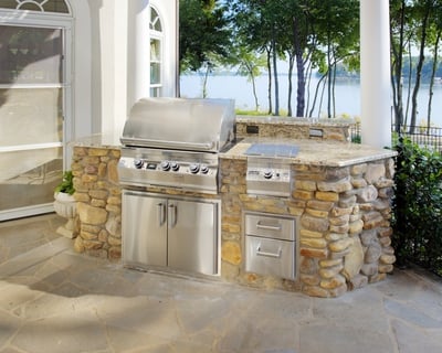 Built-in Grill, Power Burner with custom stone counter